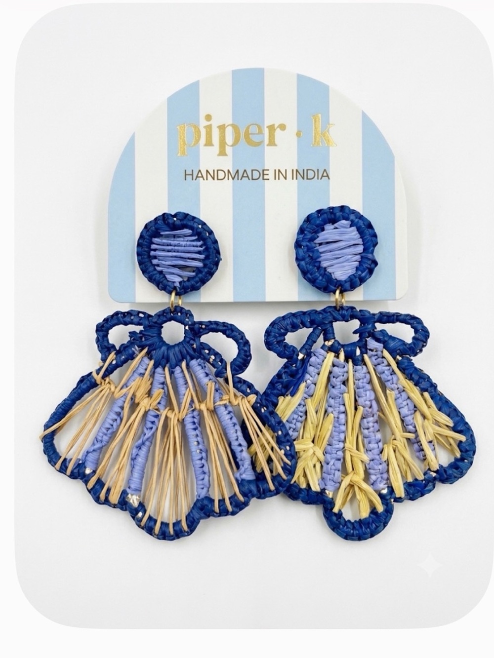 NWT ⚜️💙⚜️ Piper K Handmade Woven Scalloped Shells Earrings
